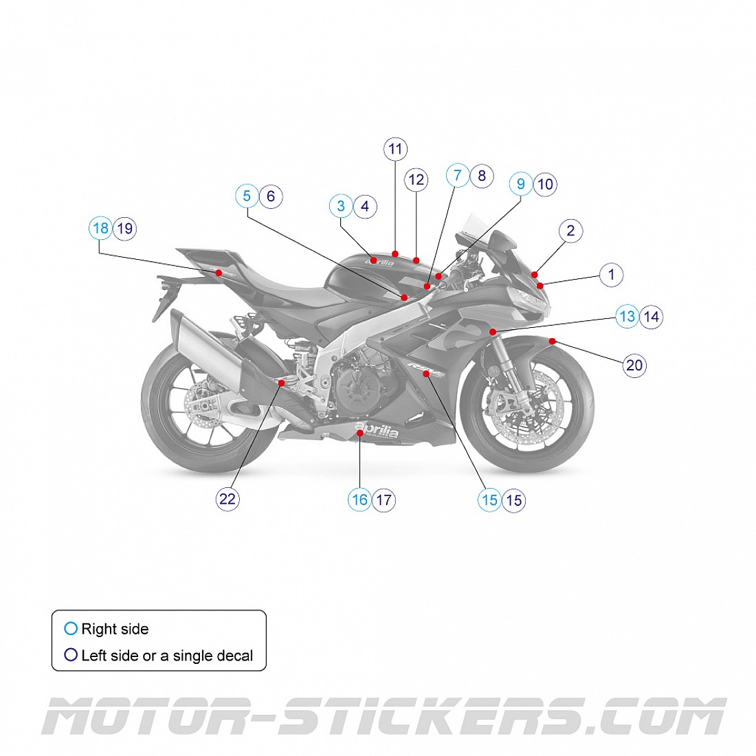 Aprilia RSV4 Motorcycle Graphics Stickers - Italian Flag Design (x2, 225mm) - Twisted Melon Designs