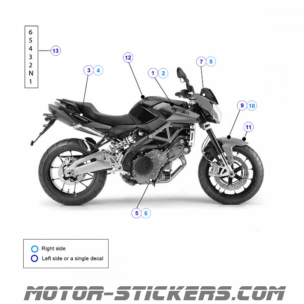 Aprilia Shiver 750 2012 decals