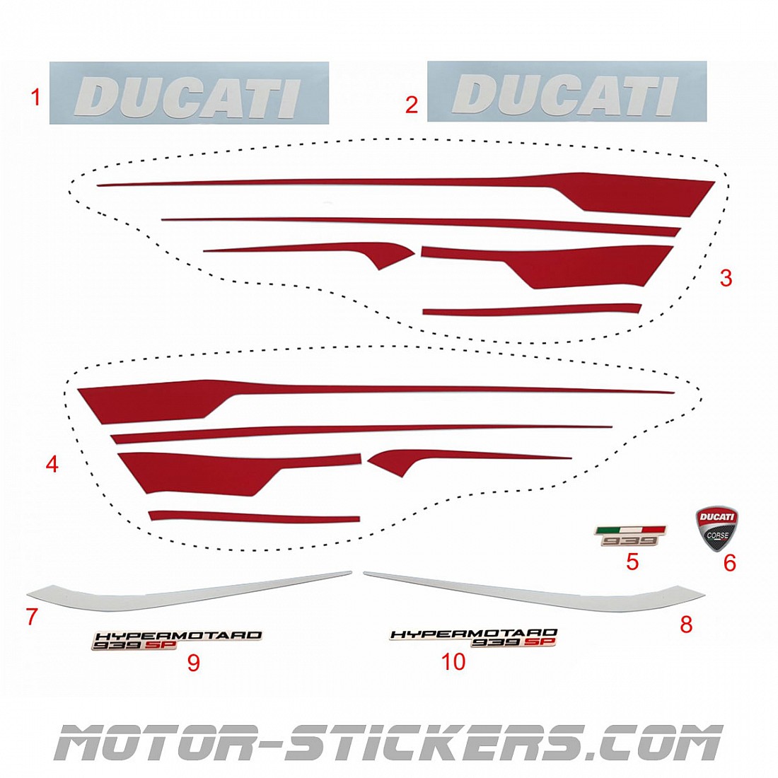 thumbnail image 2 of Compatible HyperMotard 939 Tribute Sticker Kit – Full Decal Set 2 of 4