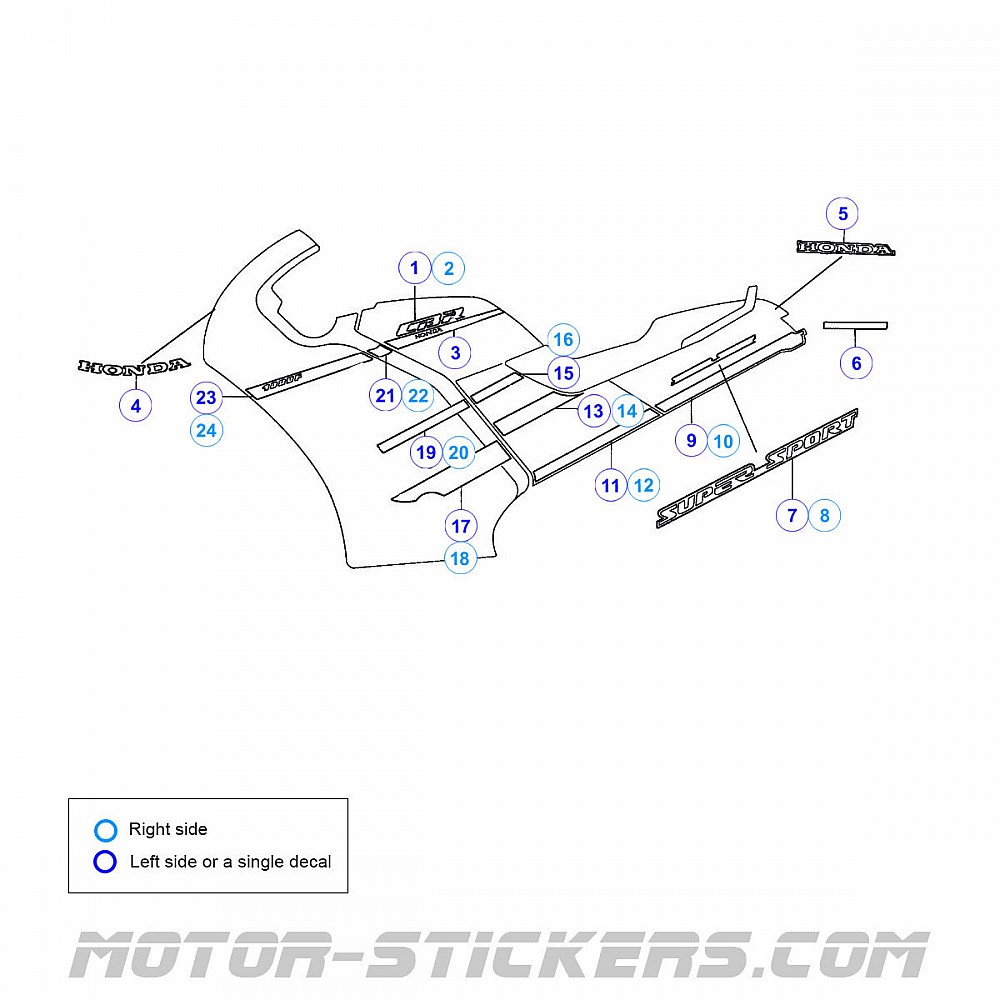 Honda CBR 1000F 1989 Decals honda-cbr-1000f-1989-decals