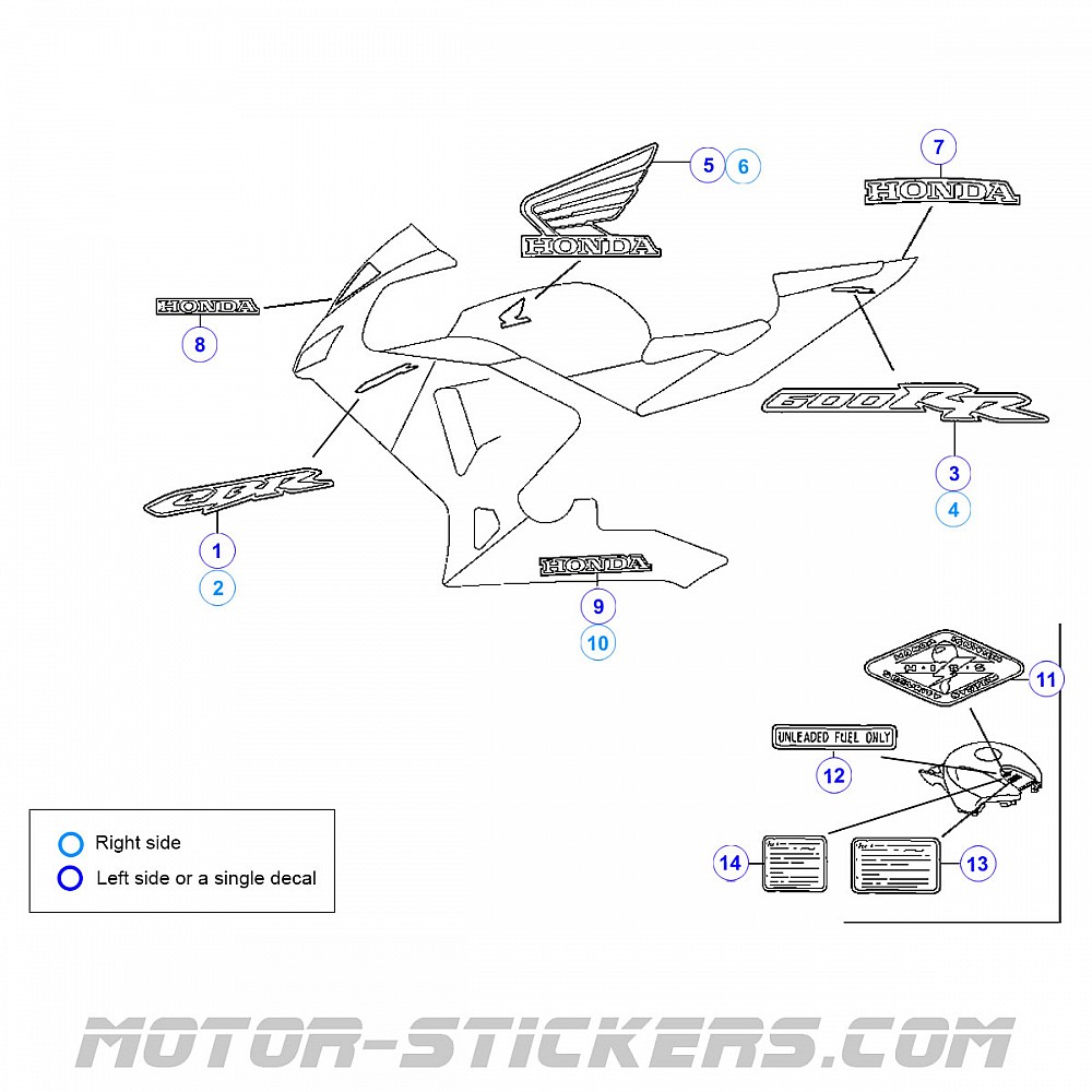 Honda CBR 600RR 2004 decals