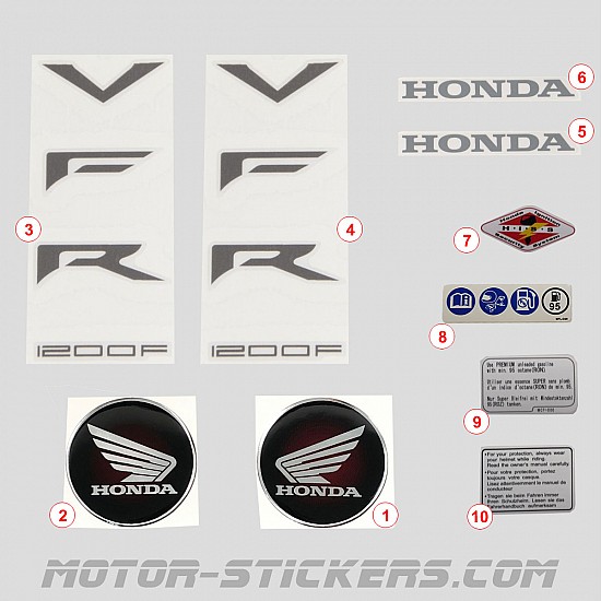 Adesivi ruote moto per HONDA VFR 1200 F strisce RACING 7 cerchi stickers 