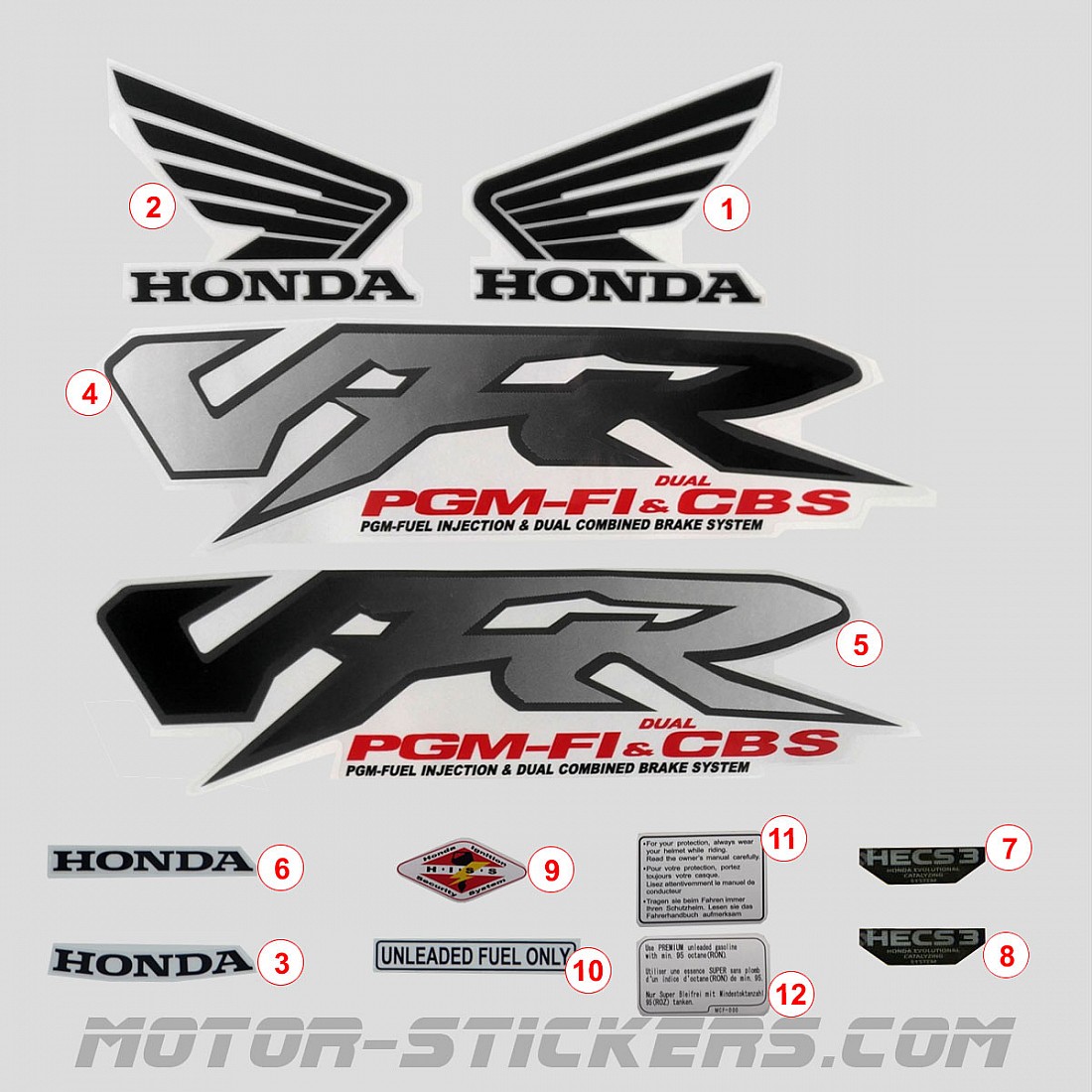 3D Motorrad-Aufkleber Für Honda VFR 400/800/1200 – Tankpad In Chrom, Gold Oder Rot