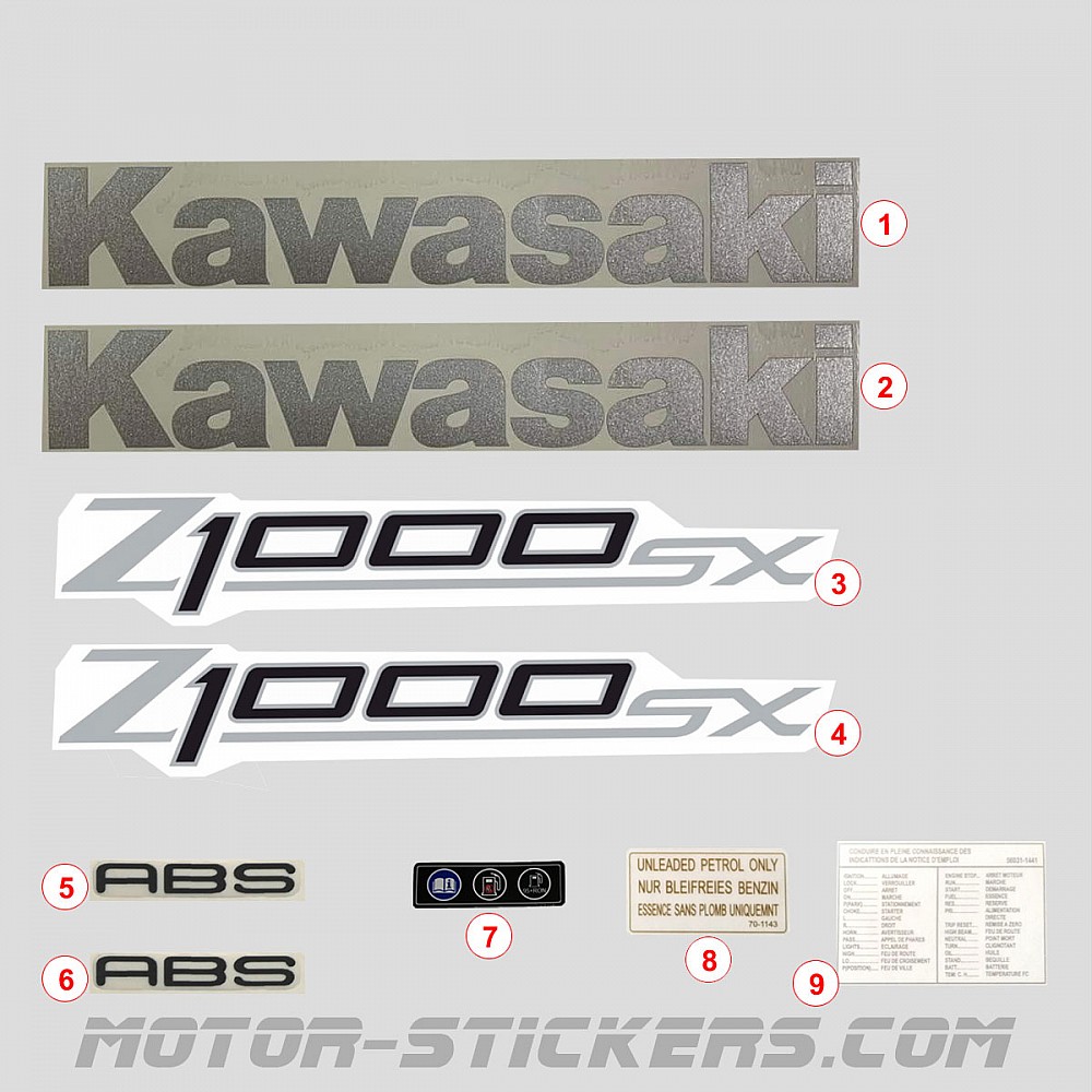 Kawasaki Z1000 SX 2011 decals