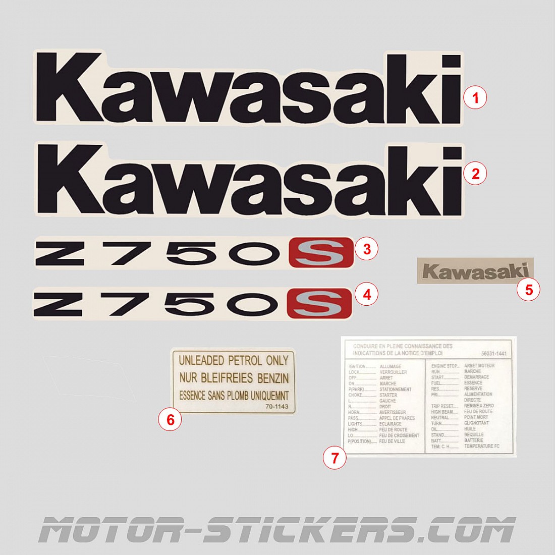 Kawasaki Z750 S 2006 autocollants