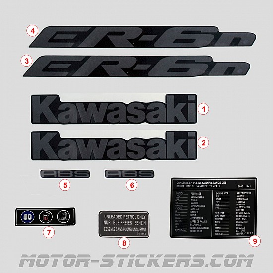 Kawasaki ER6N 2008 stickers