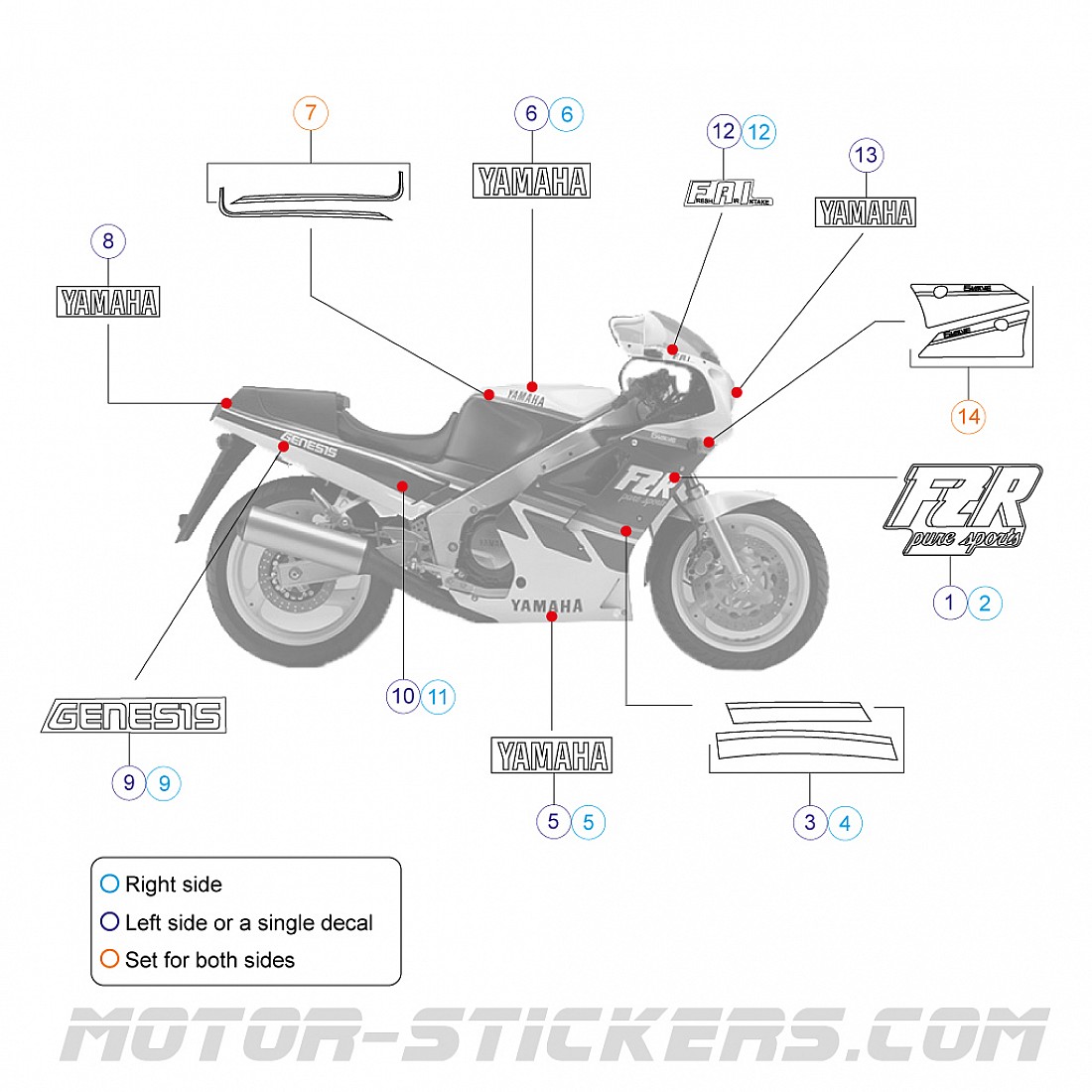Clignotant Avant Gauche Compatible Yamaha FZR 1000 (1987-1995) - Neuf Avec étiquettes V PARTS - Référence 7526