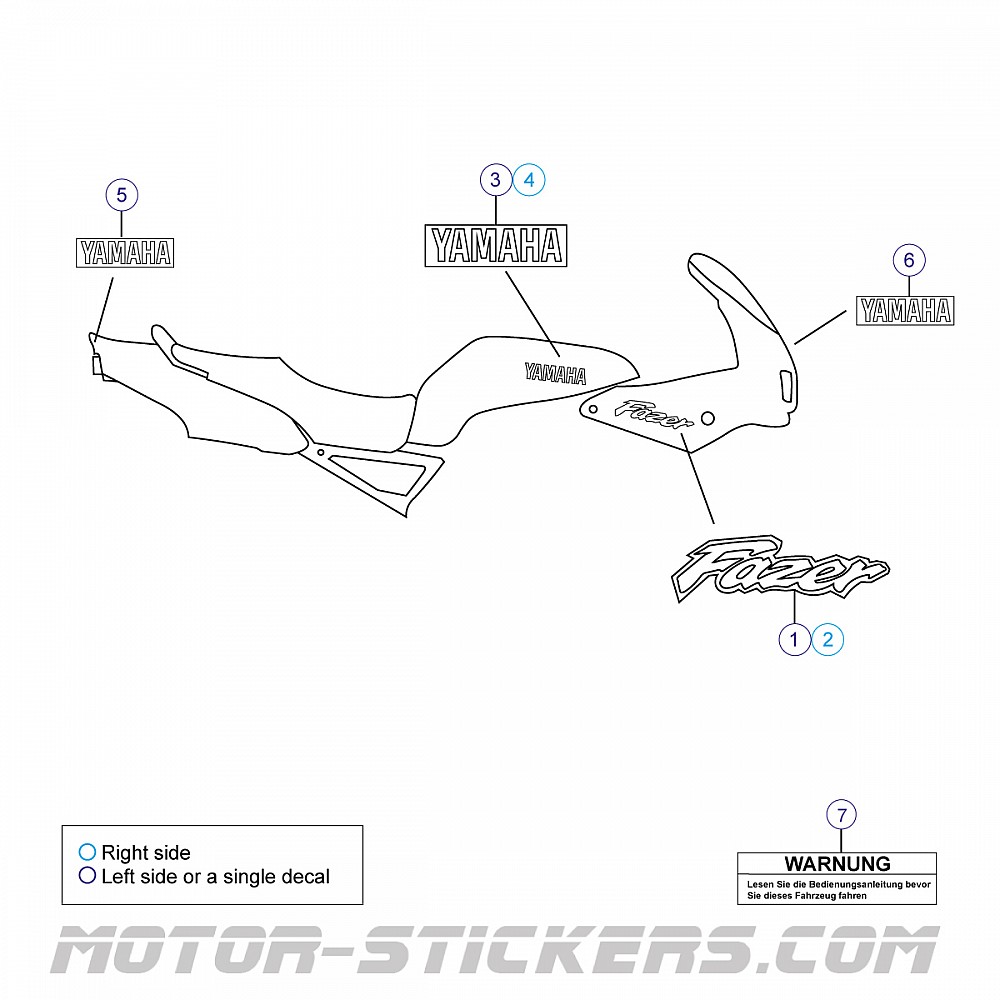 FAR Rückspiegel Yamaha FZS 600 Fazer - Rechts Schwarzer Ersatzspiegel