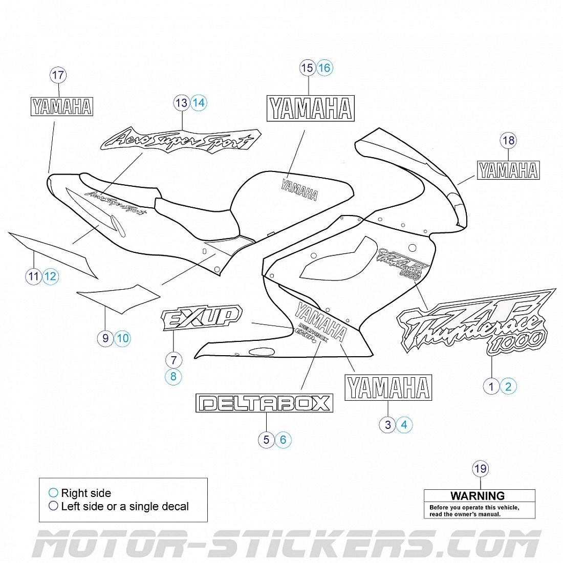 AVDB-Moto Lange Hebel Aus Aluminium – Für YZF 1000 Thunderace & YZF 750, Blau/schwarz