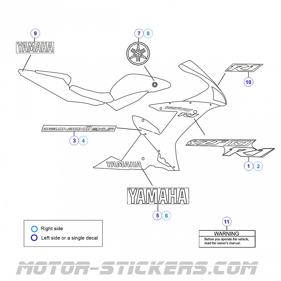 Yzf R1 Stickers Yamaha YZF R1 2002 decals