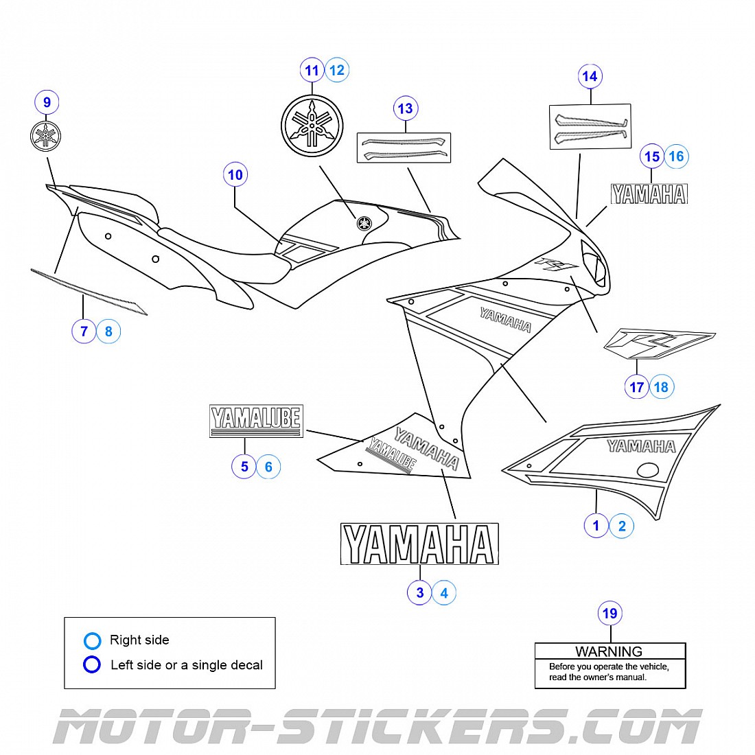 Yamaha YZF R1 2012 decals