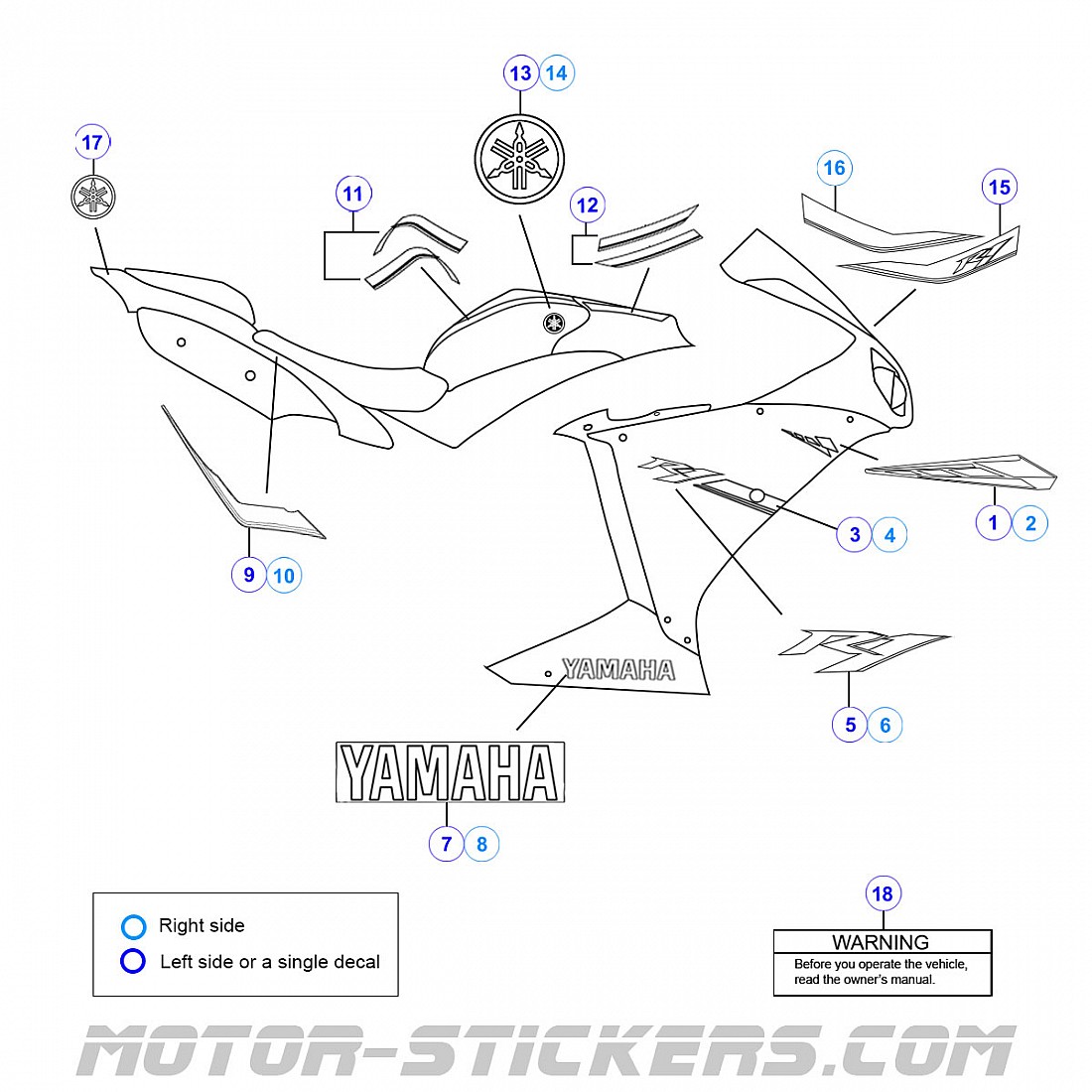 Yamaha YZF R1 2012 decals