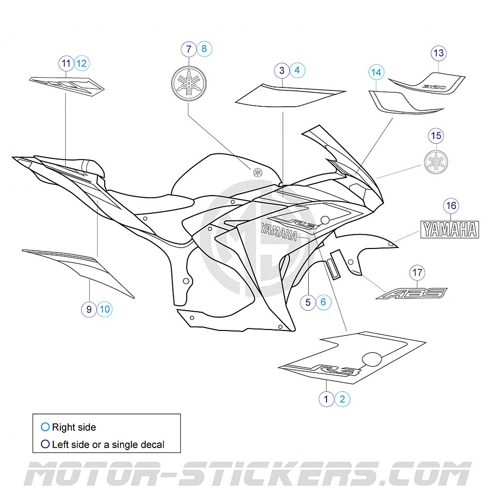 Yamaha YZF R3 2015 Decals yamaha-yzf-r3-2015-decals