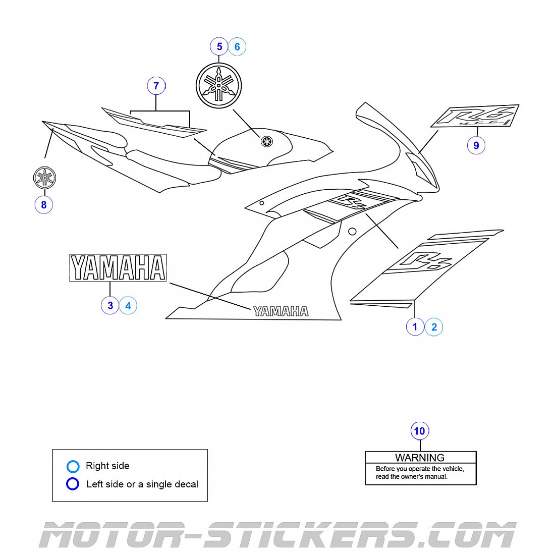 Yamaha YZF R6 2009 decals