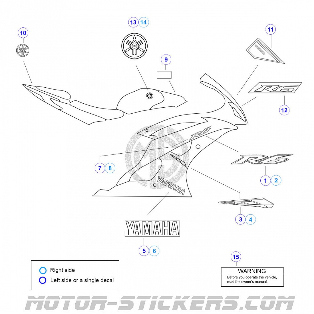 Yamaha YZF R6 2014 decals