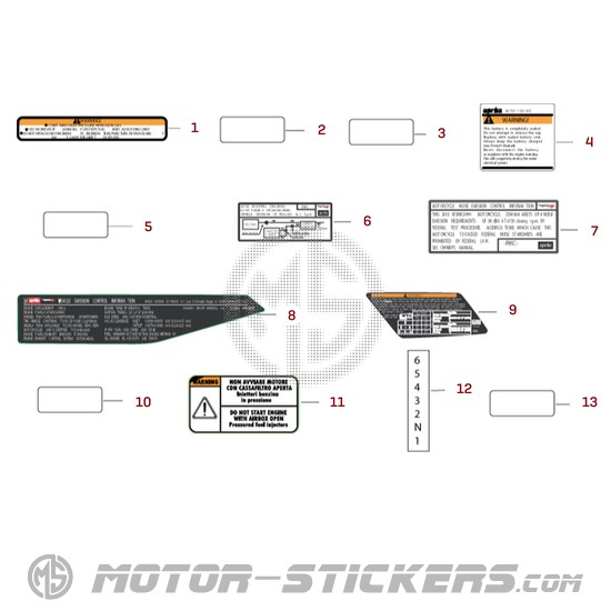 Aprilia TUONO V4 1000 2012 - Etichette di avvertenza