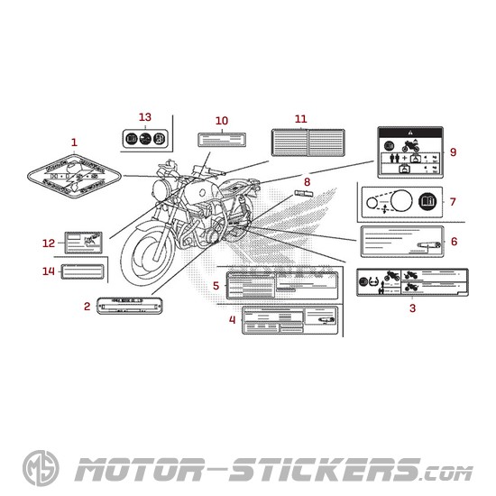 Honda CB1100 2015 - Etiquetas de precaución
