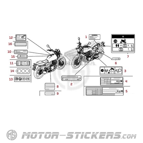Honda CB1100 2019 - Waarschuwingslabels