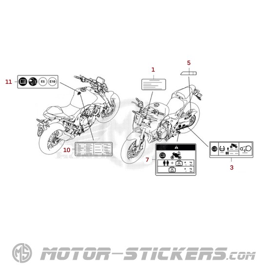 Honda CB750 HORNET 2026 - Waarschuwingslabels