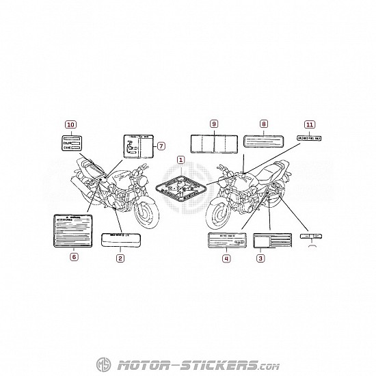 Honda CB 1300 2003 - Naklejki ostrzegawcze