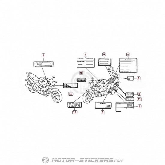 Honda CB 500S 2000 - Naklejki ostrzegawcze