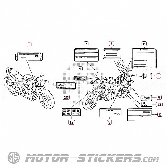 Honda CB 500S 2000 - Naklejki ostrzegawcze
