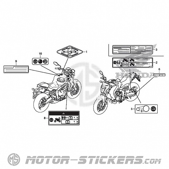 Honda CB 650F 2015 - Etiquetas de precaución