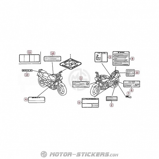 Honda CB 900F Hornet 2003 - Etiquetas de precaución