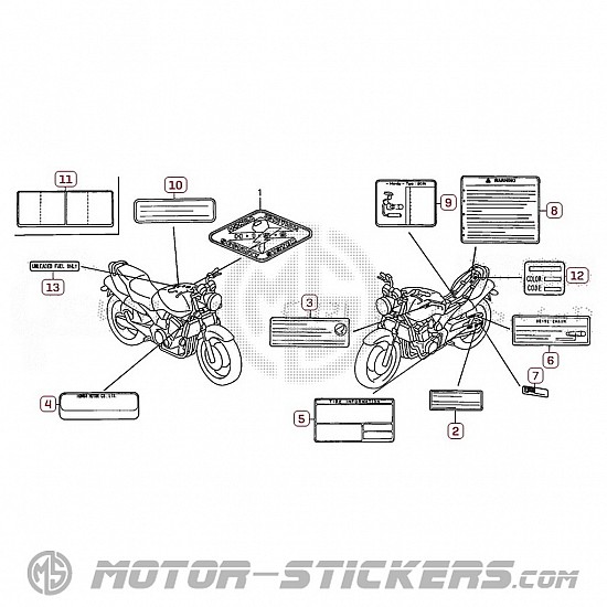 Honda CB 900F Hornet 2003 - Etiquetas de precaución