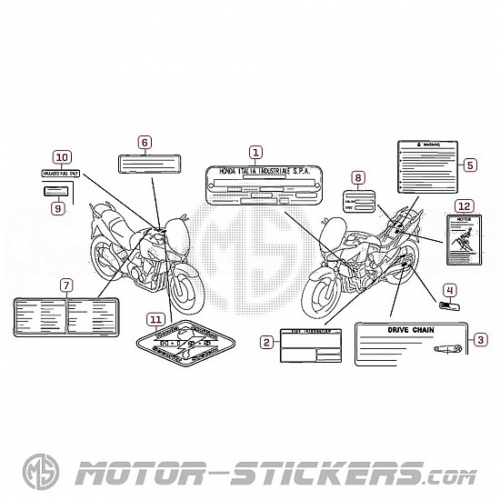 Honda CBF 600N 2006 - Etiquetas de precaución