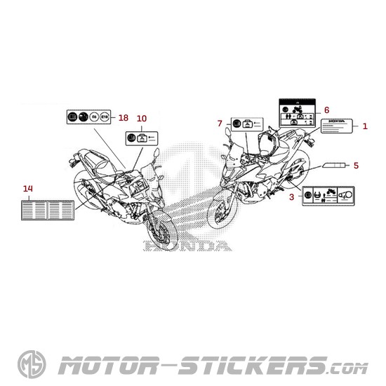 Honda NC750X 2019 - Etiquetas de precaución