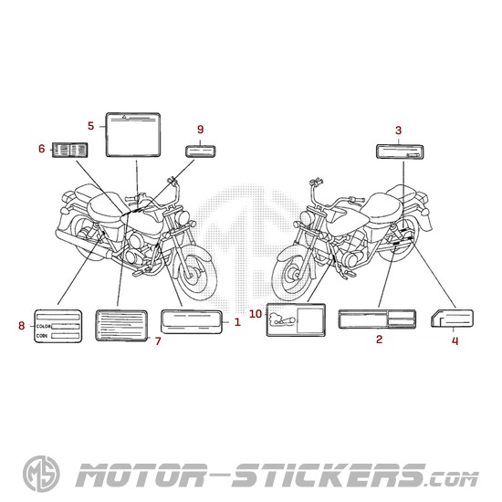 Honda VT125C SHADOW 2006 - Etichette di avvertenza