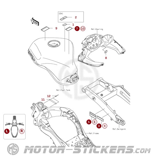 Kawasaki NINJA 1100SX | ZX1100 2026 - Etiquetas de precaución