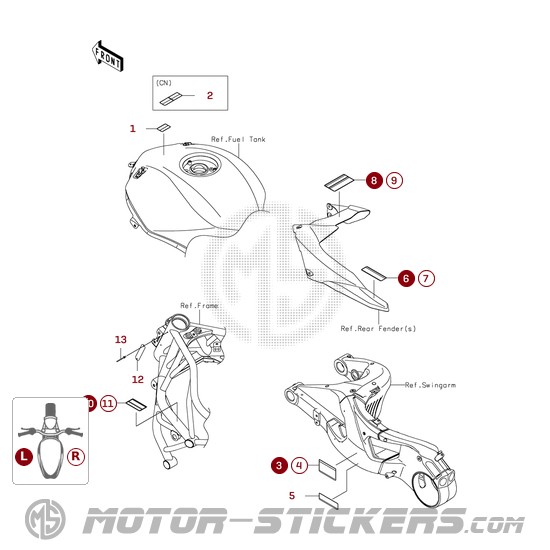 Kawasaki NINJA H2R | ZX1000 2024 - Etiquetas de precaución