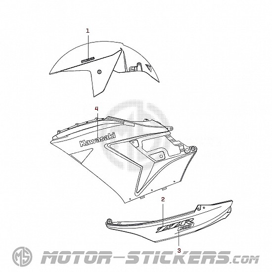 Kawasaki ZZR 1400 ZX-14 2008 decals