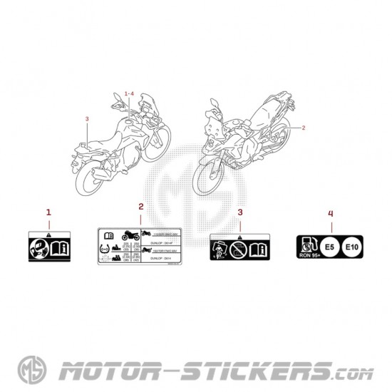 Suzuki DL800 VSTROM 2025 - Étiquettes d'avertissement