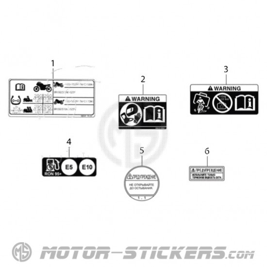 Suzuki DL 1050 V-Strom 2020 - Waarschuwingslabels