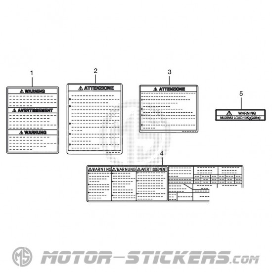 Suzuki DL 650 V-Strom 2009 - Etiquetas de precaución