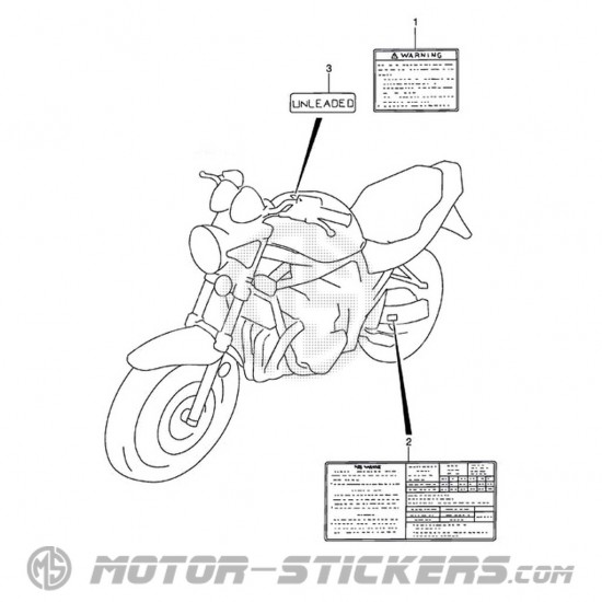 Suzuki GSF 600N Bandit 1997 - Waarschuwingslabels