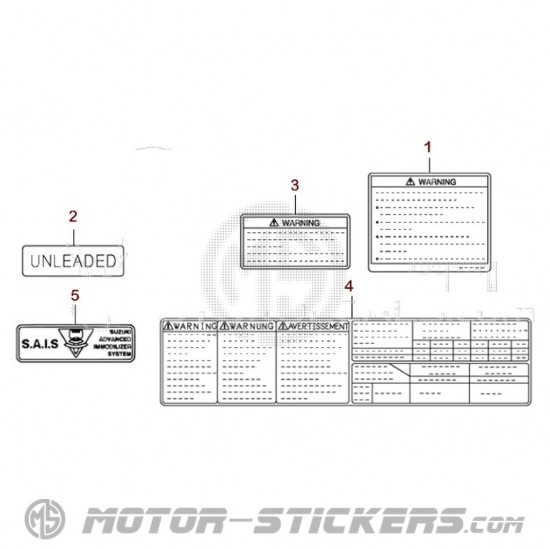 Suzuki GSX 1300 B-King 2008 - Waarschuwingslabels