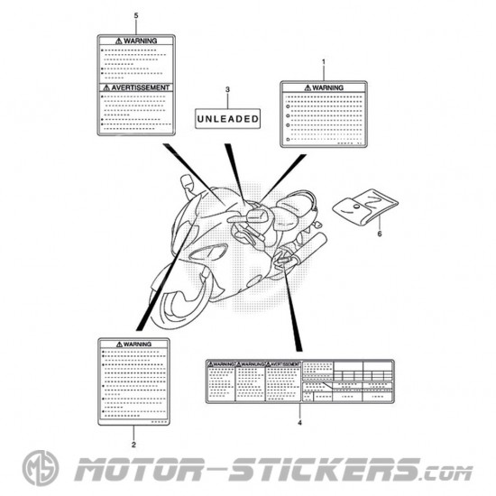 Suzuki GSX 1300R Hayabusa 2000 - Caution Labels