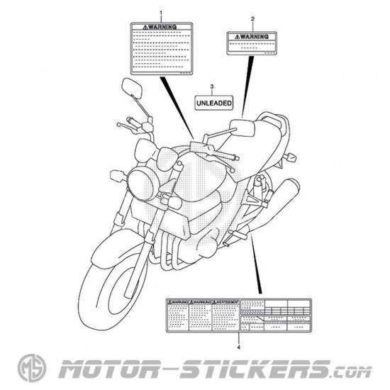 Suzuki GSX 1400 2004 - Etichette di avvertenza