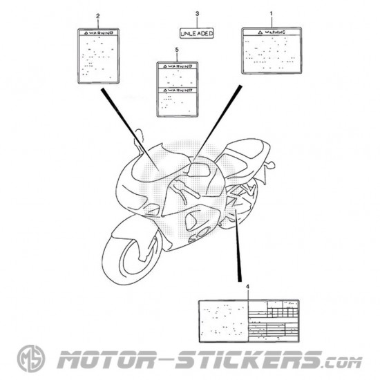 Suzuki GSX R 600 1998 - Etiquetas de precaución