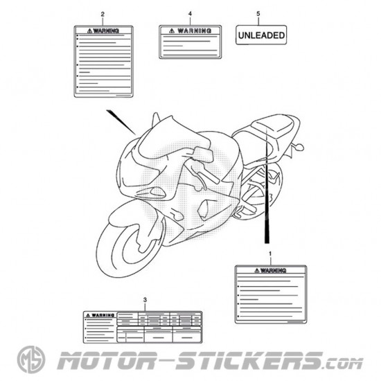 Suzuki GSX R 600 2001 - Etichette di avvertenza