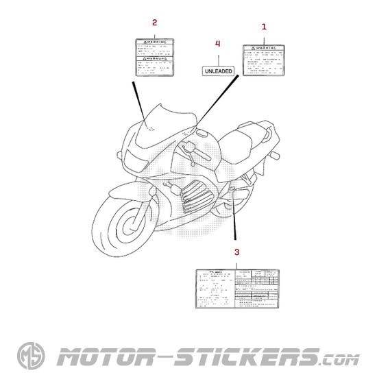 Suzuki RF600R 1997 - Etichette di avvertenza