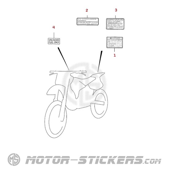 Suzuki RM125 1994 - Étiquettes d'avertissement