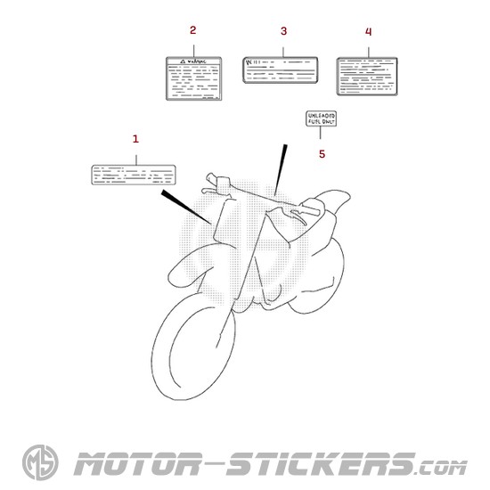 Suzuki RM125 2000 - Étiquettes d'avertissement