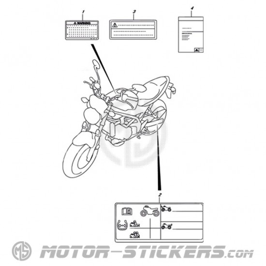 Suzuki SV 650 2017 - Etiquetas de precaución