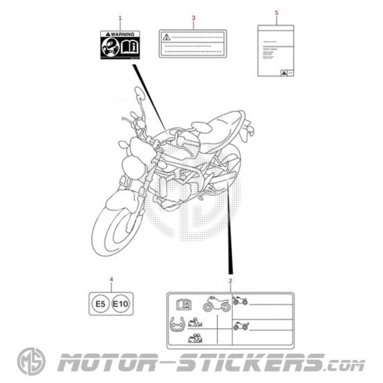 Suzuki SV 650X 2024 - Étiquettes d'avertissement