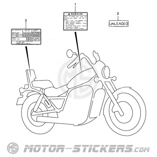 Suzuki VS 800 Intruder 1994 - Etiquetas de precaución